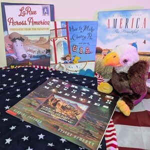 Patriotic Plush Eagle with Books Set